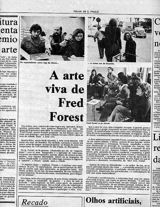 15. Experincia de participao com a imprensa brasileira, XII Bienal de So Paulo, artigo da Folha de So Paulo, 30 de novembro de 1973. 