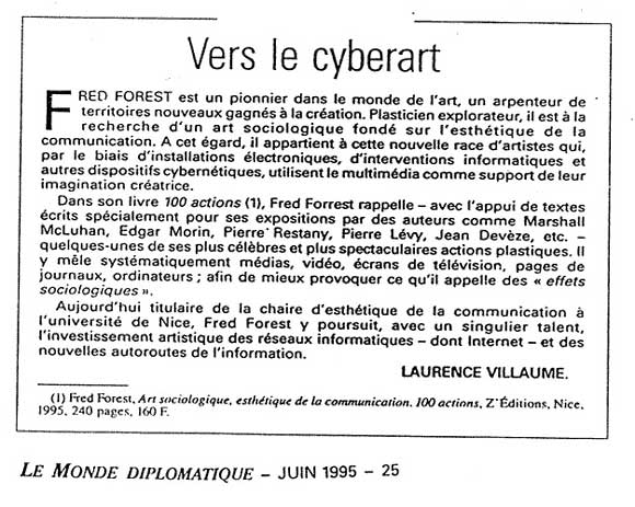 53. Artigo no jornal Le Monde Diplomatique em junho de 1995