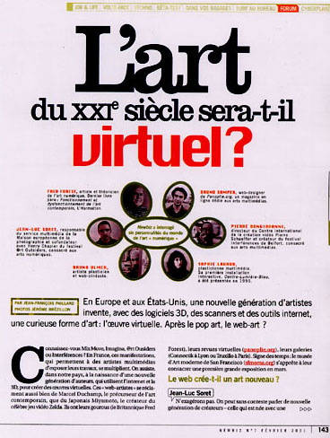 55. Artigo na revista Newbiz, Paris, fevereiro de 2001
